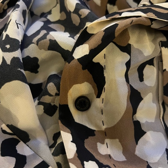 Les Copains Animal Print Drawstring Cargo Pocket Silk Button Down Shirt Dress - Picture 11 of 11